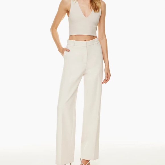 Aritzia Babaton Agency Linen Pant in Matte Pearl (White) New With Tags NWT - Picture 6 of 8